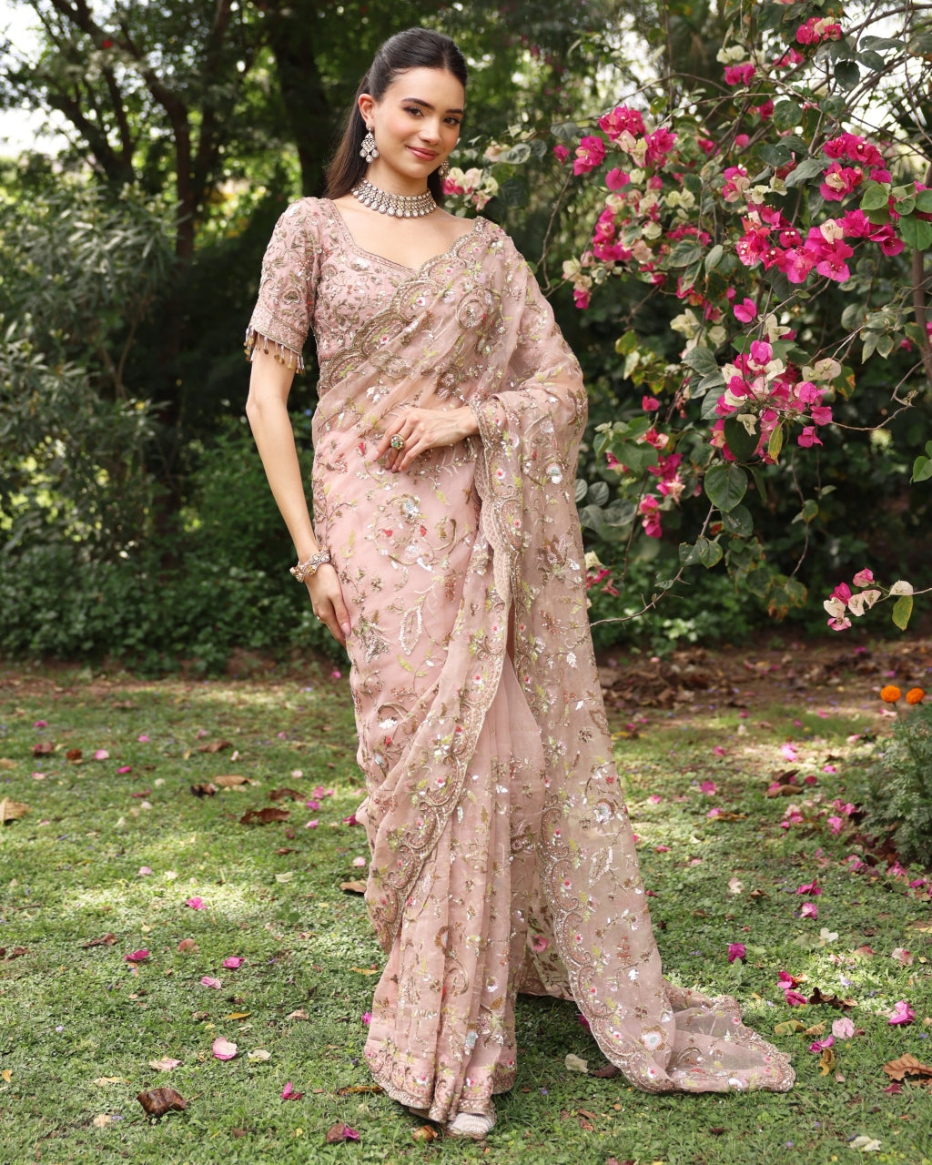 Pink Wedding Bloom Sari