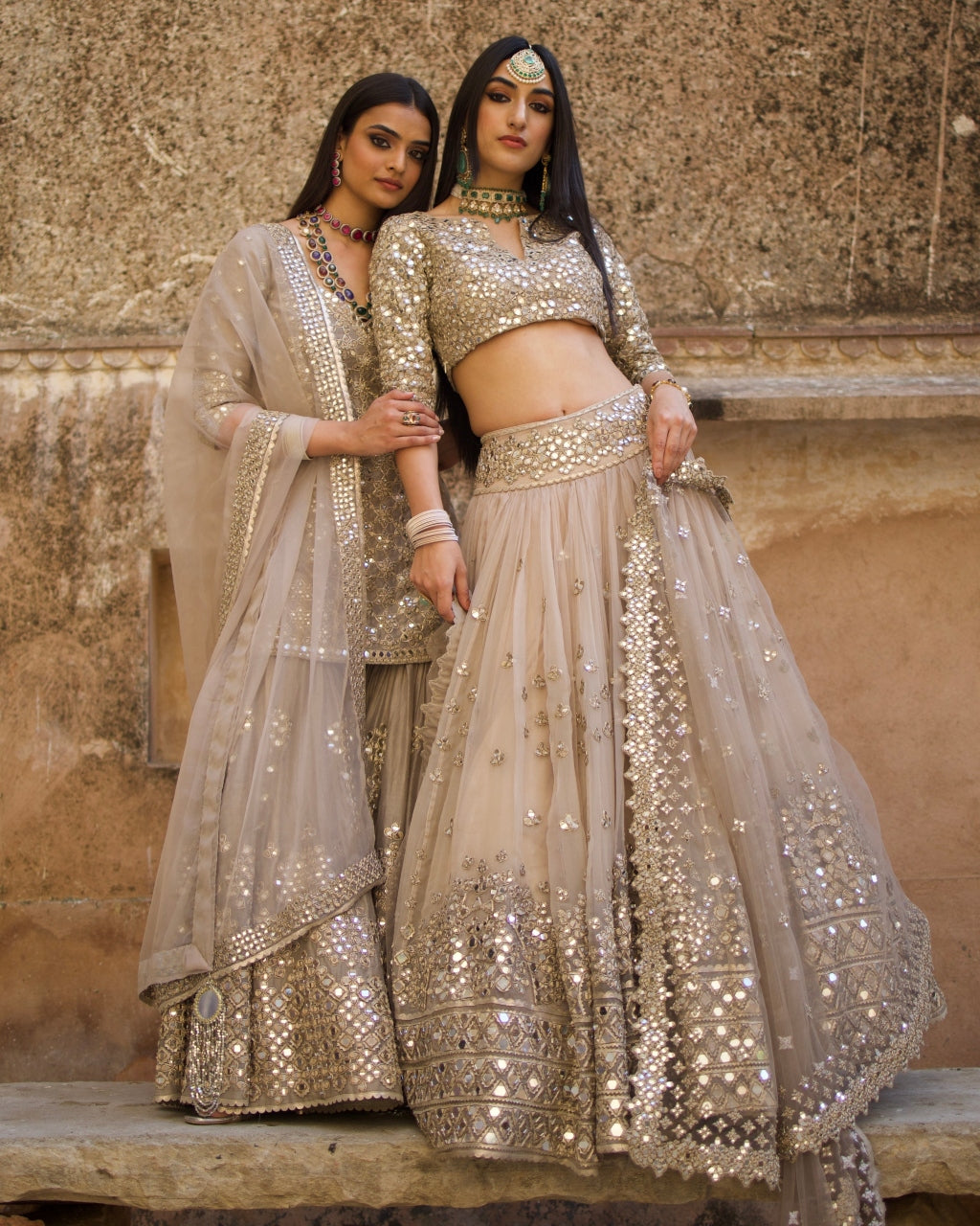 Moon Grey Heavily Embellished Lehenga Set