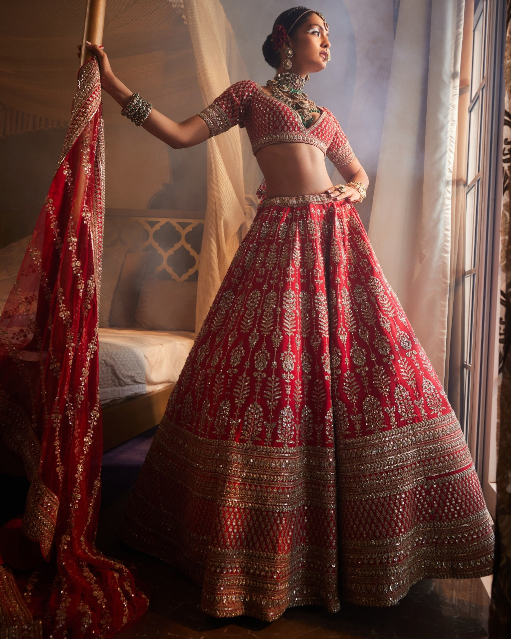 Red Loop Lehenga Set