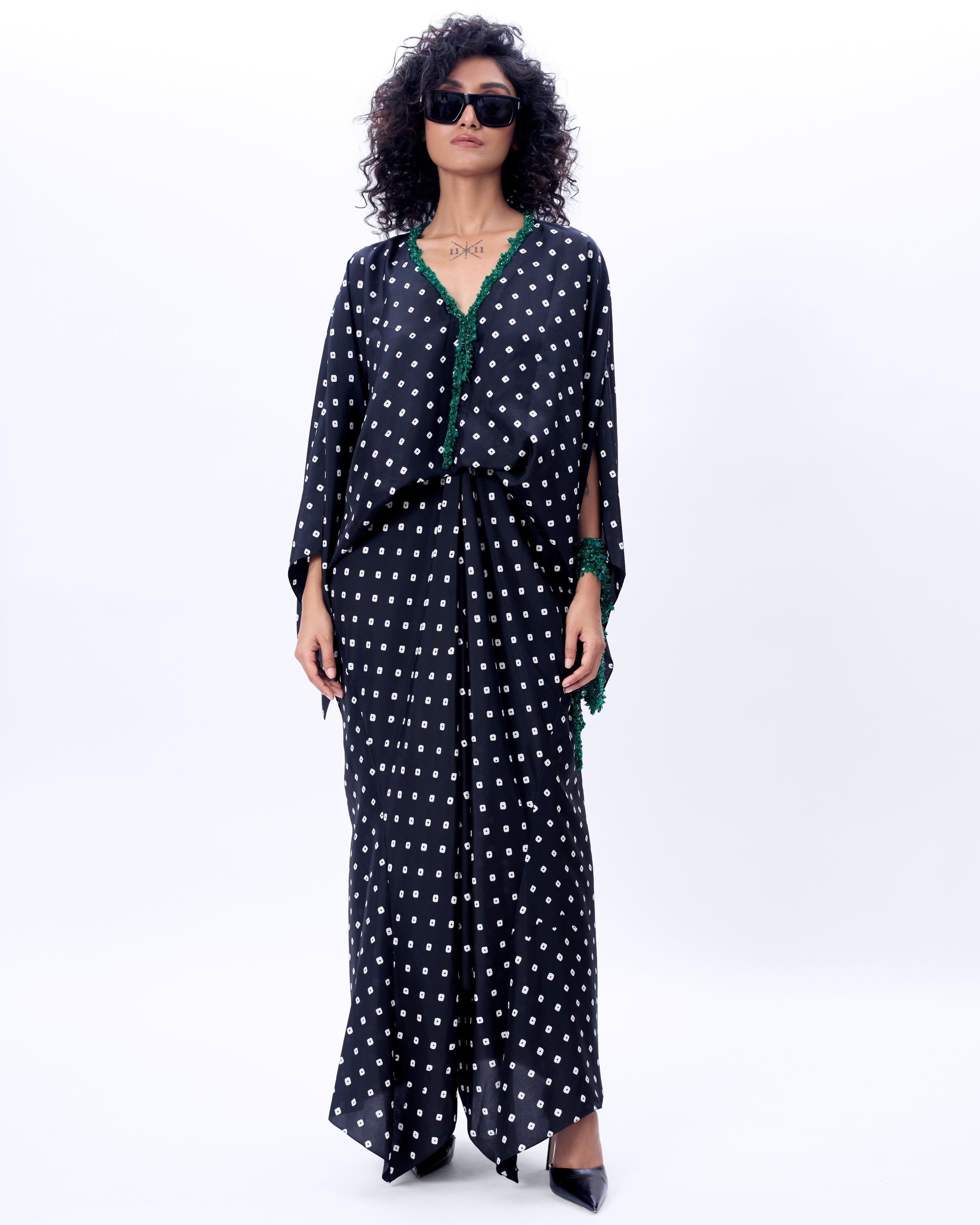 Black Levy Dress With Embroidery