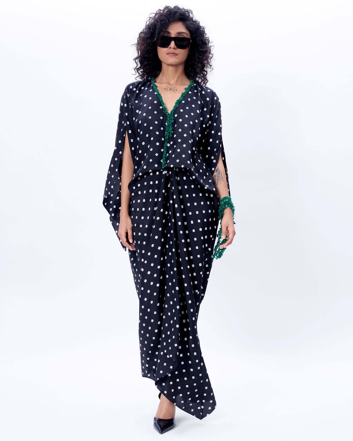 Black Levy Dress With Embroidery