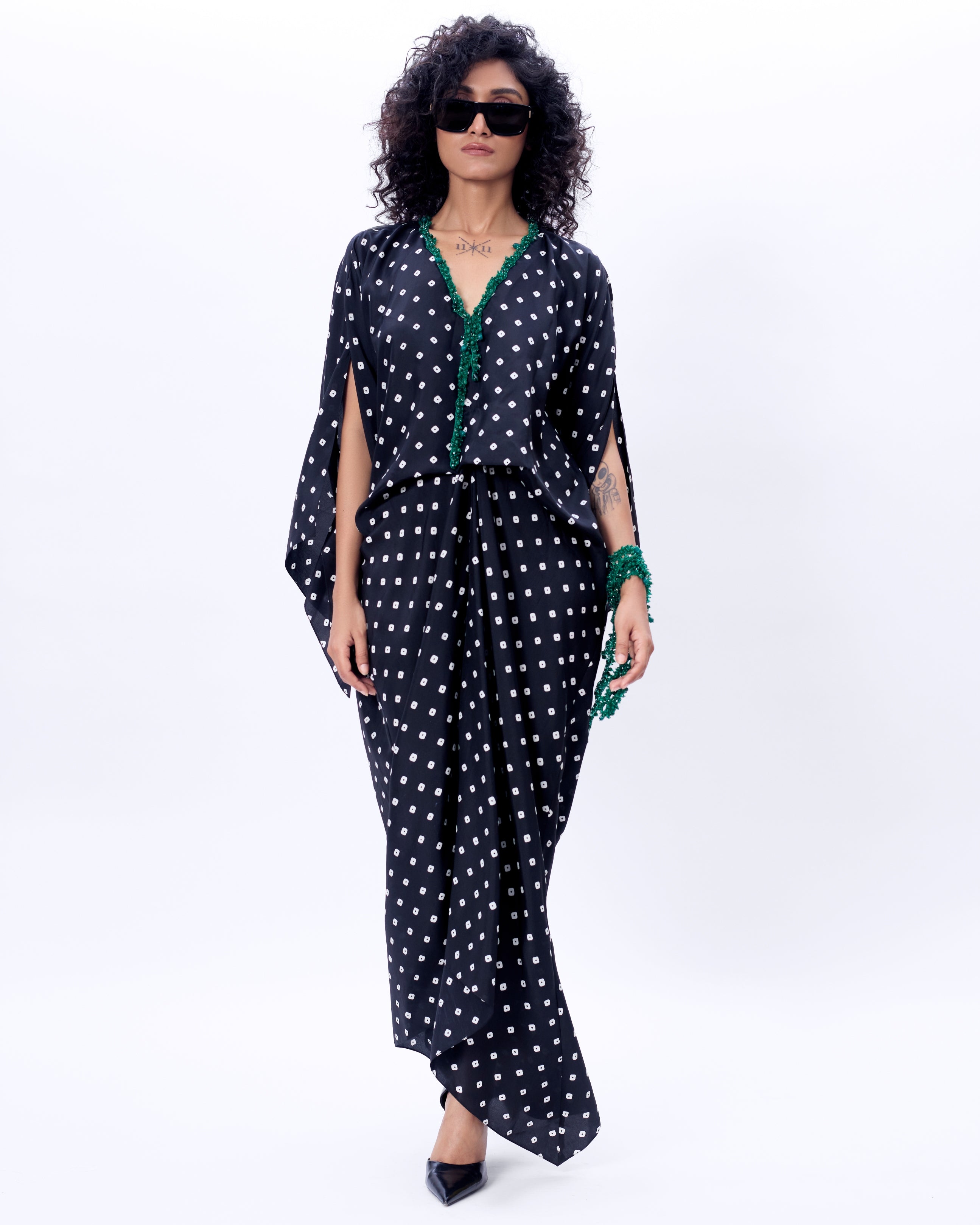 Black Levy Dress With Embroidery