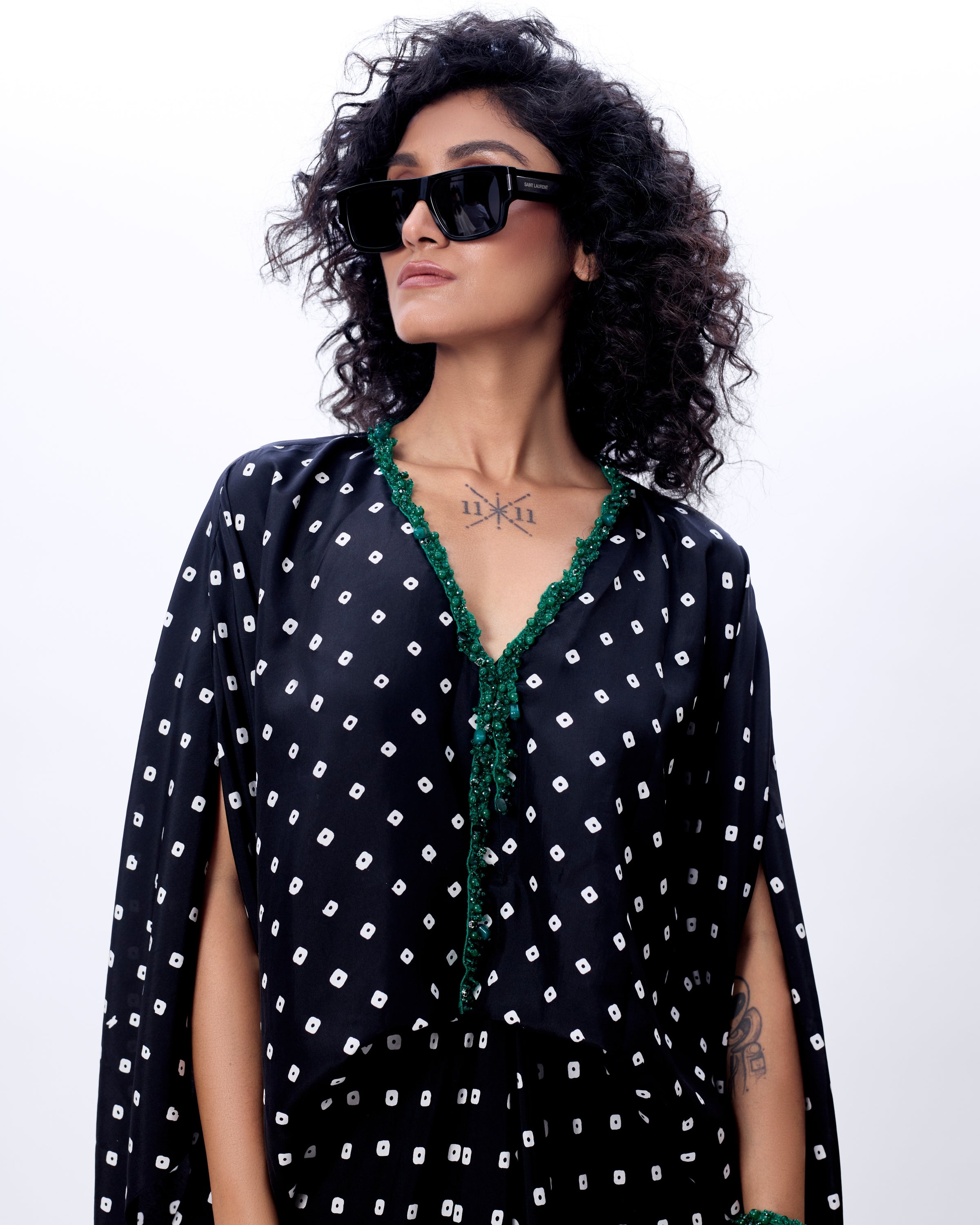 Black Levy Dress With Embroidery