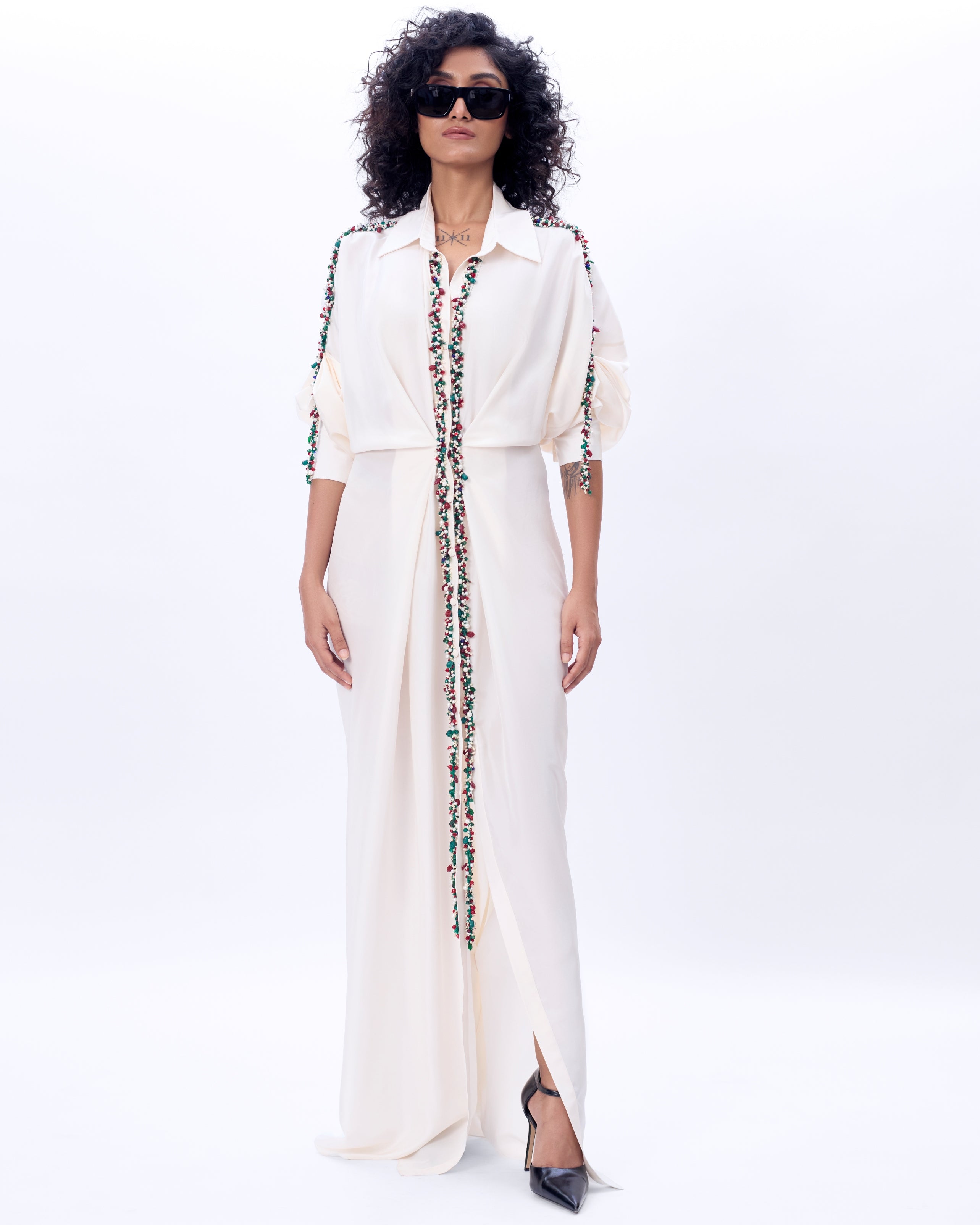 Ivory Eve Dress With Embroidery
