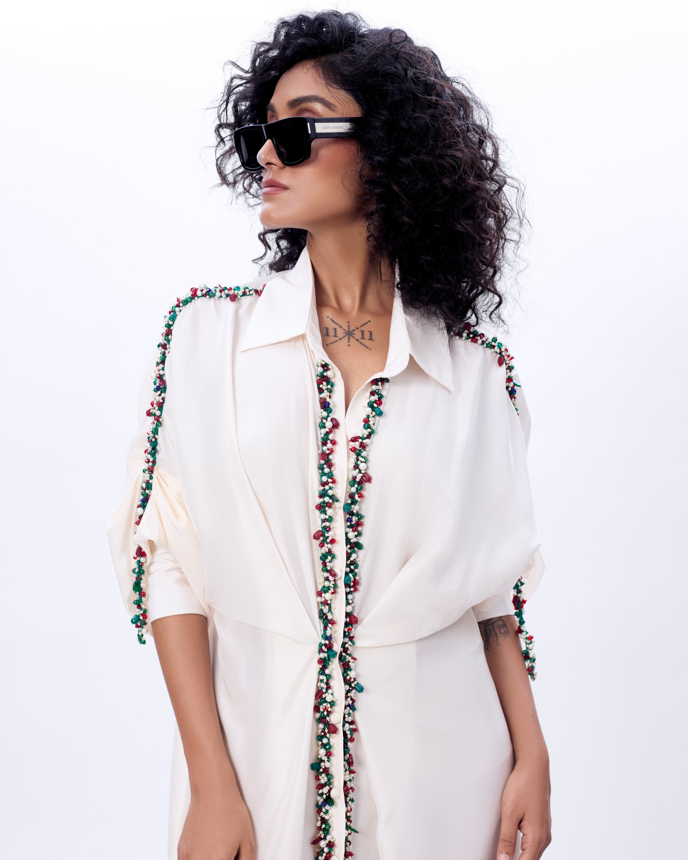 Ivory Eve Dress With Embroidery