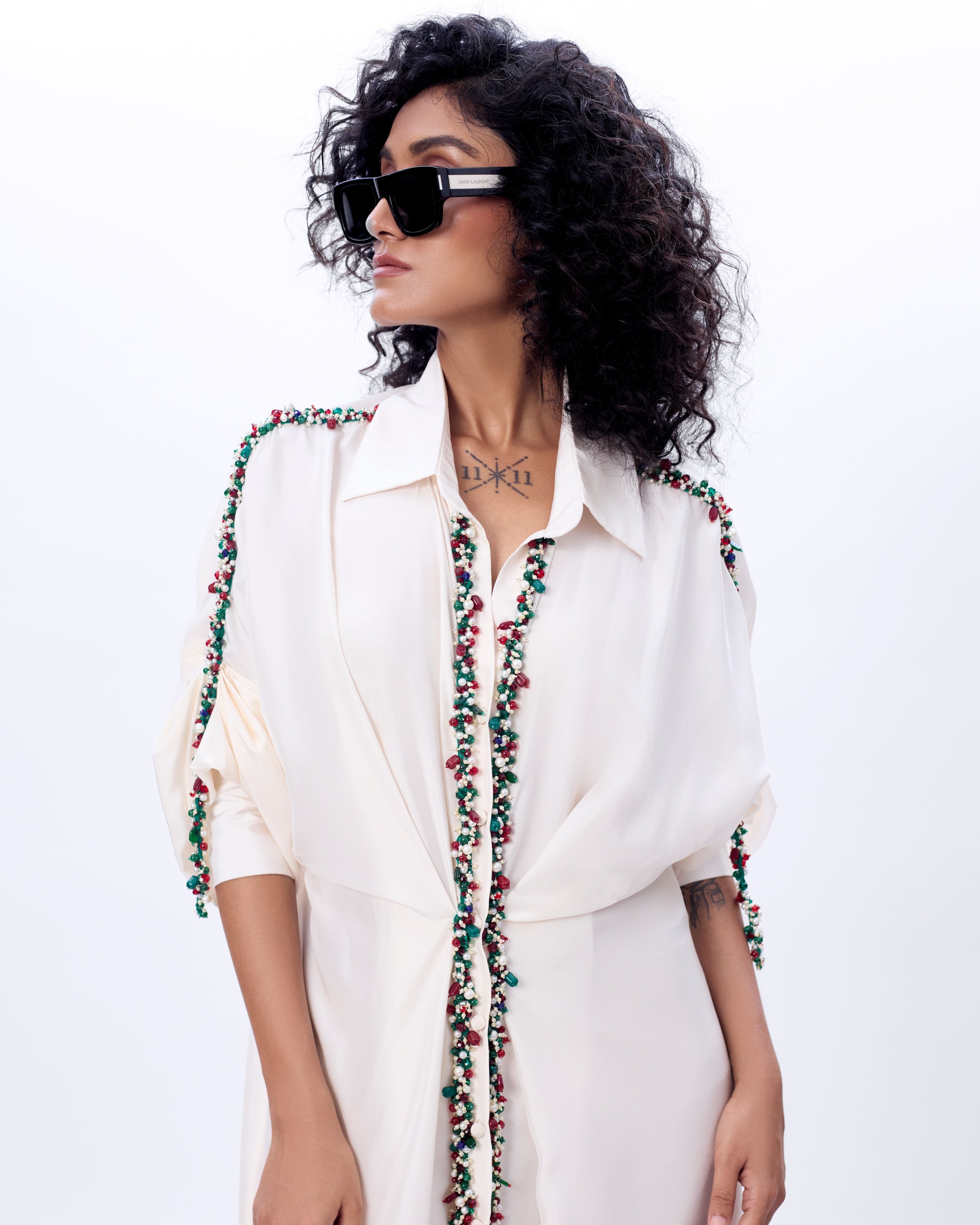 Ivory Eve Dress With Embroidery