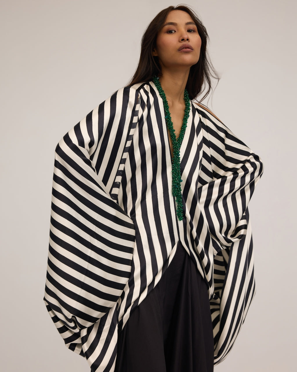 Black & White Striped Skirt Set