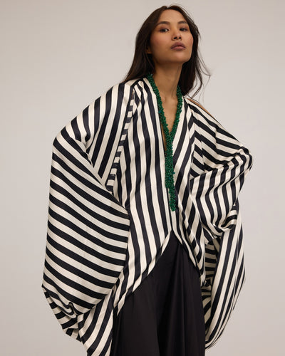 Black & White Striped Skirt Set