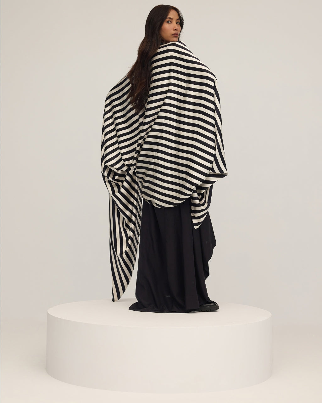 Black & White Striped Skirt Set