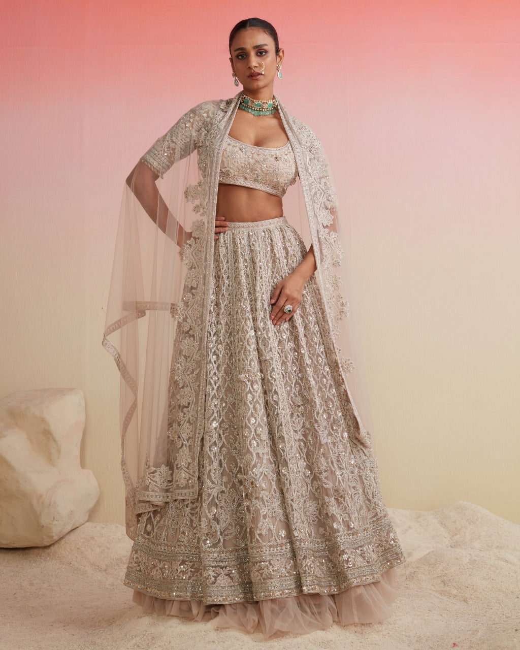 Champagne Mir Lehenga Set