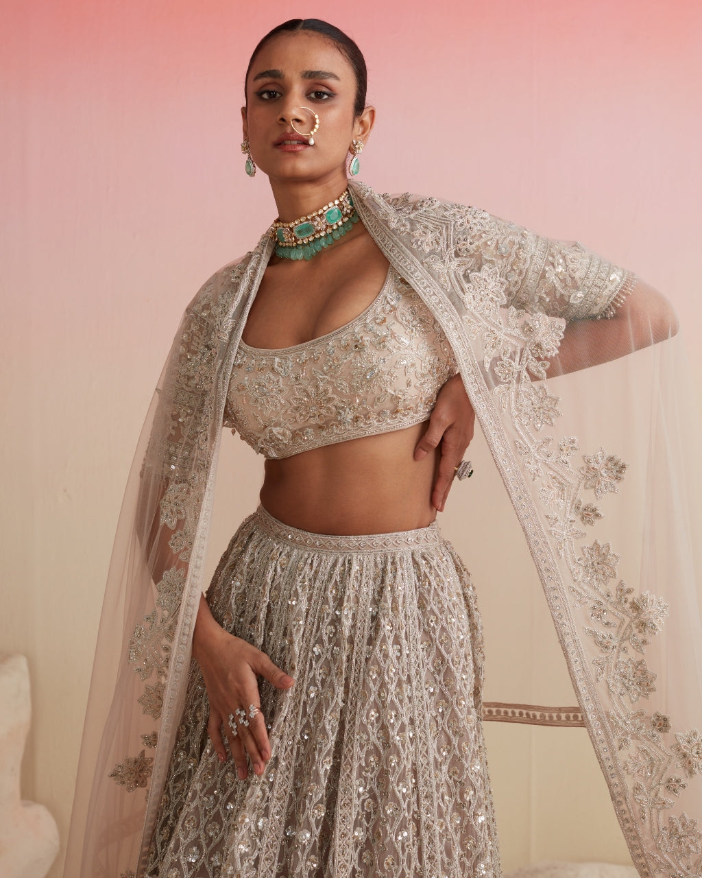 Champagne Mir Lehenga Set