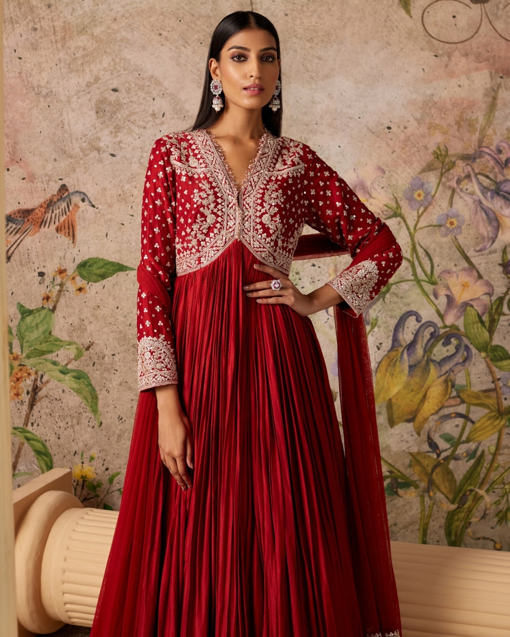 Red Ochre Sway Anarkali Set