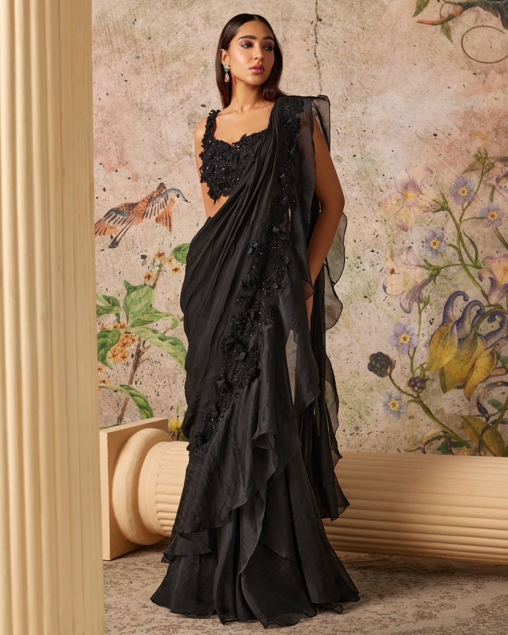 Black Dainty Sari Set