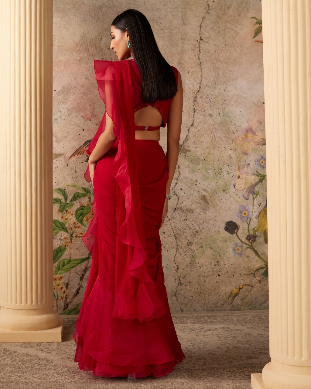 Red Spotlight Sari Set