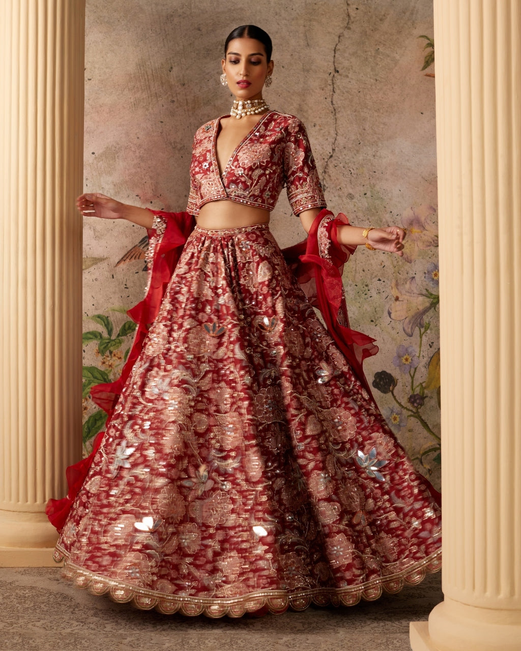 Red Ochre Ace Lehenga Set