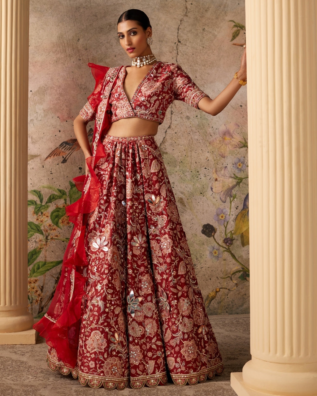 Red Ochre Ace Lehenga Set