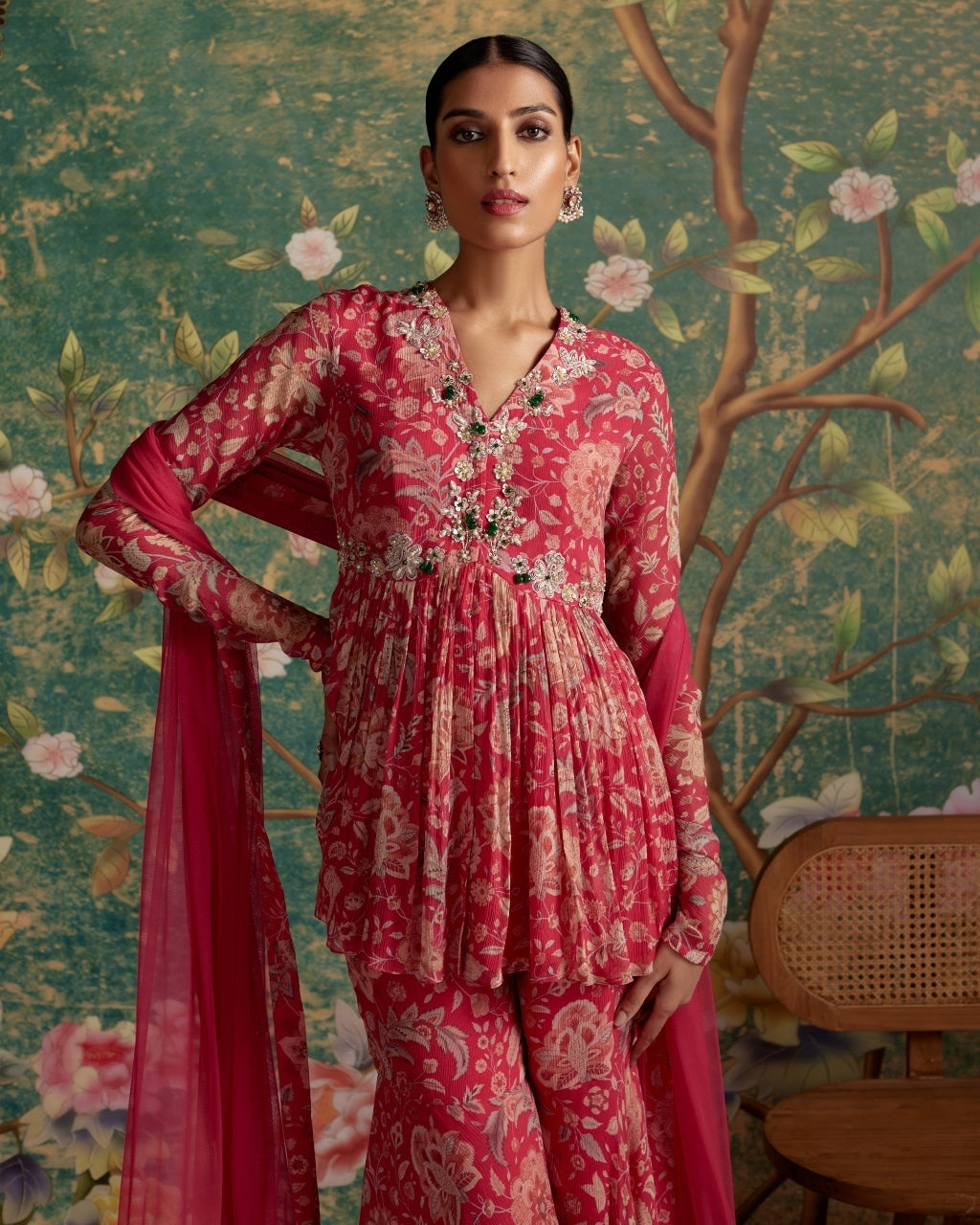 Royal Fuchsia Print Awespiring Gharara Set