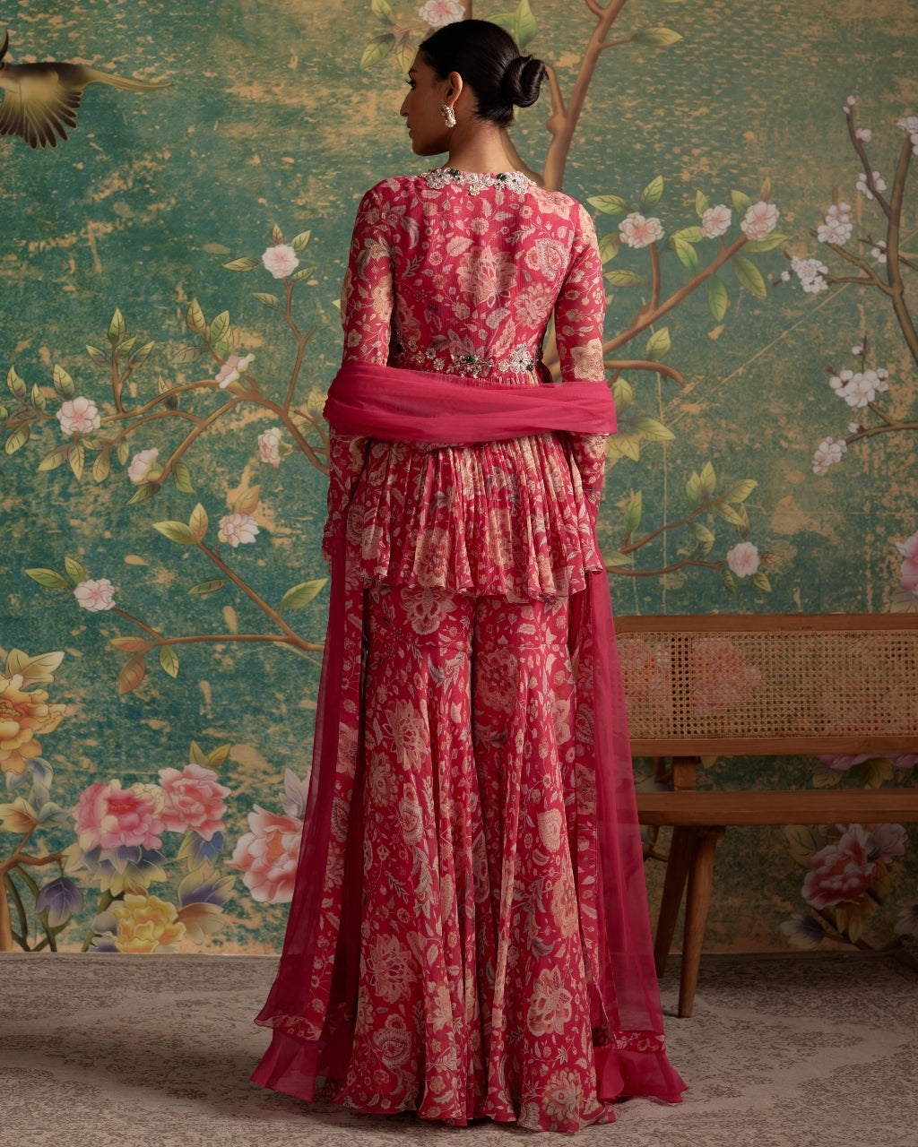 Royal Fuchsia Print Awespiring Gharara Set