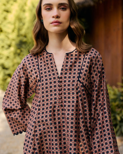 Black Geometric Printed Kurta Set