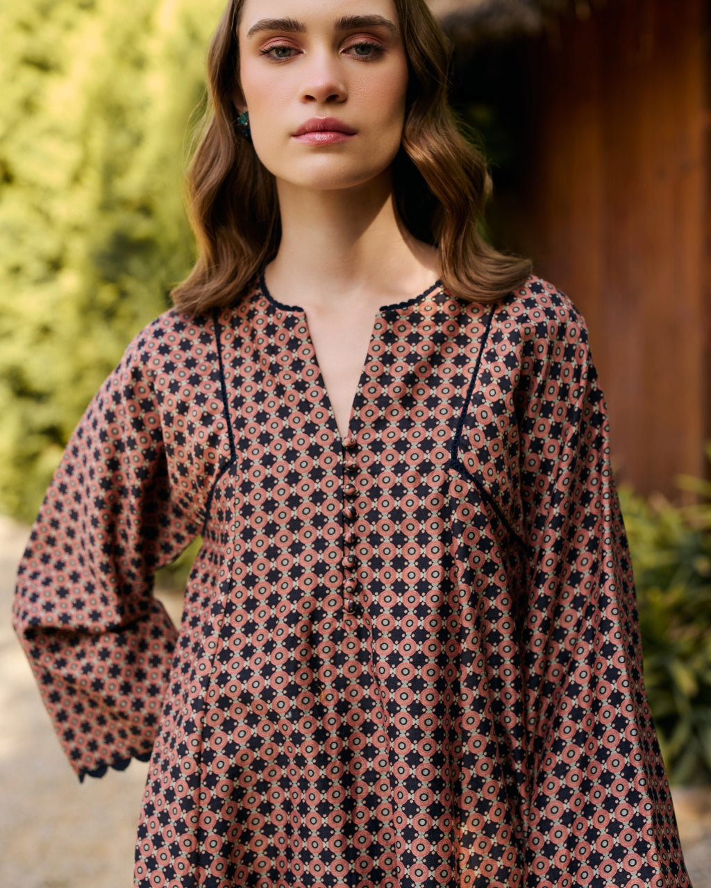 Black Geometric Printed Kurta Set