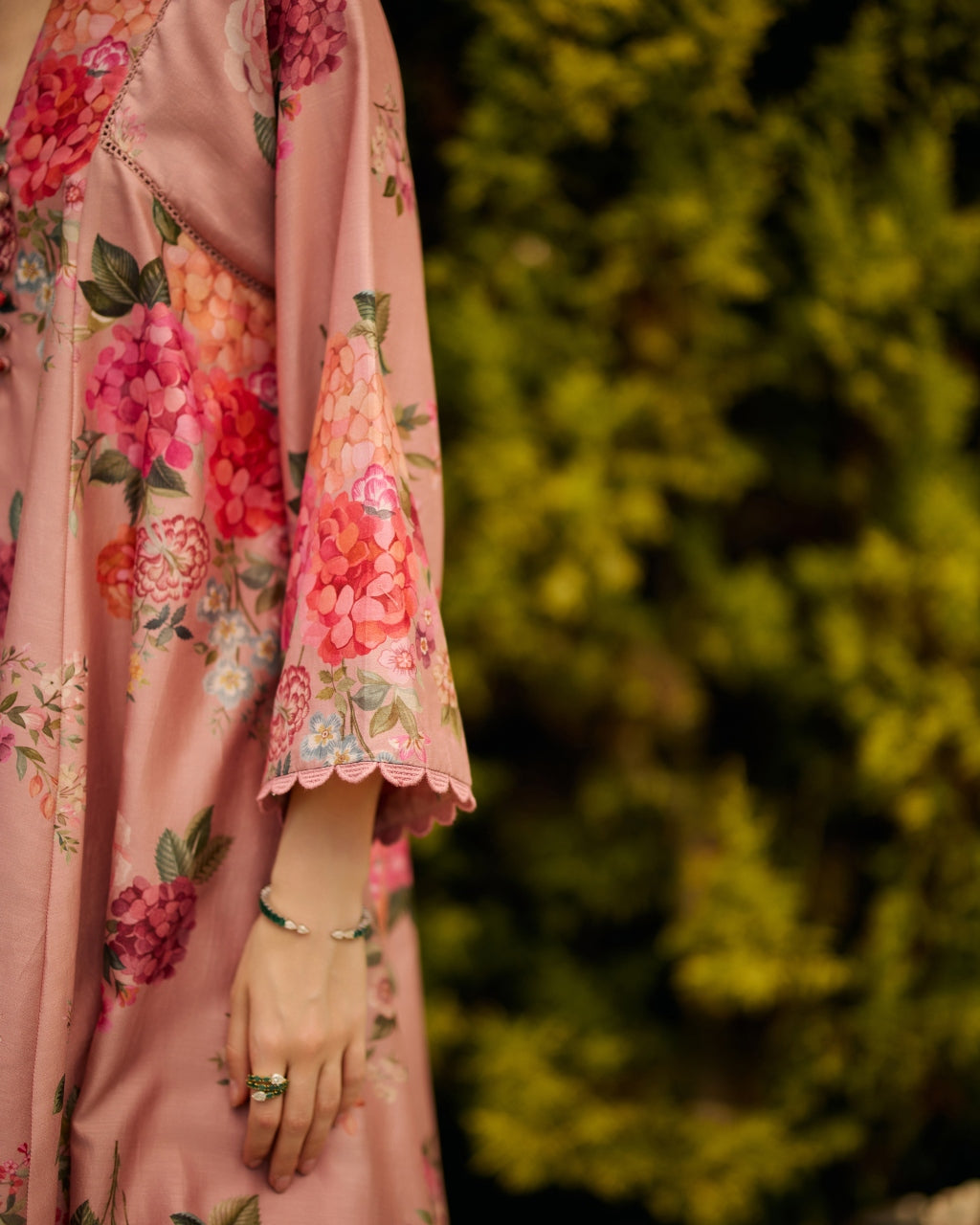 Dusky Pink Floral Print Kurta Set