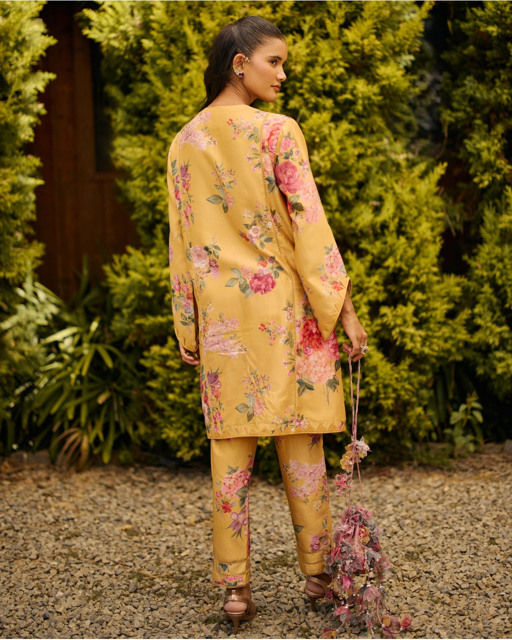 Yellow Floral Print Kurta Set