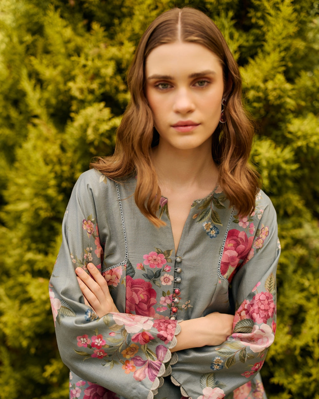 Powder Blue Floral Print Kurta Set