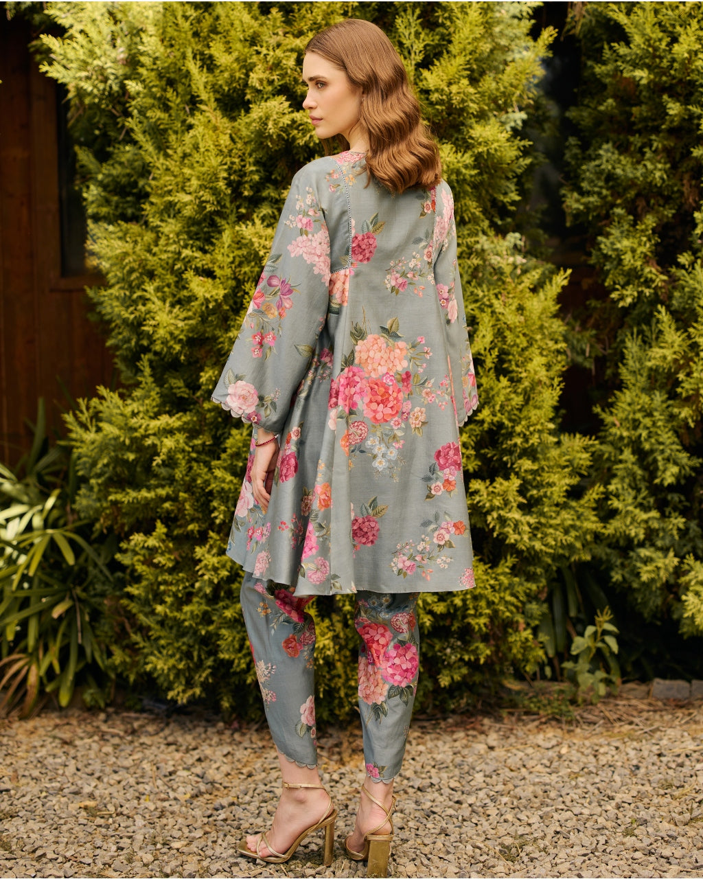 Powder Blue Floral Print Kurta Set