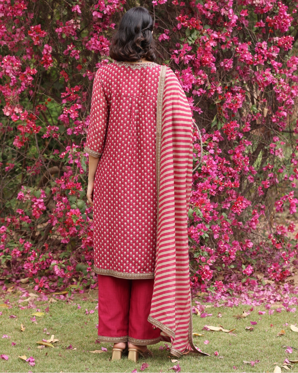 Red Anargul Kurta Set