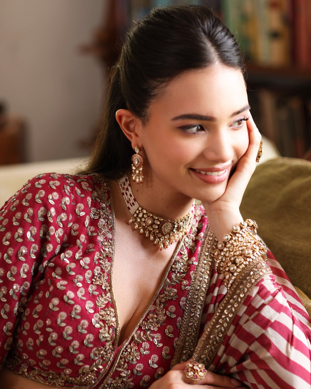 Red Anargul Lehenga