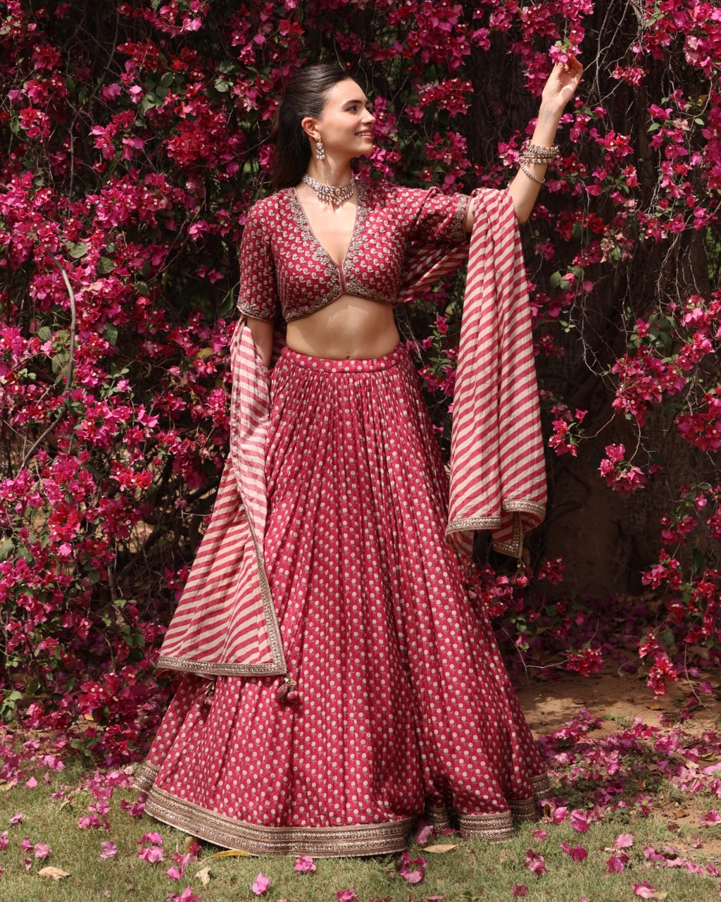 Red Anargul Lehenga