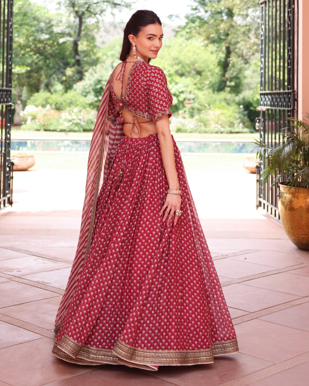 Red Anargul Lehenga