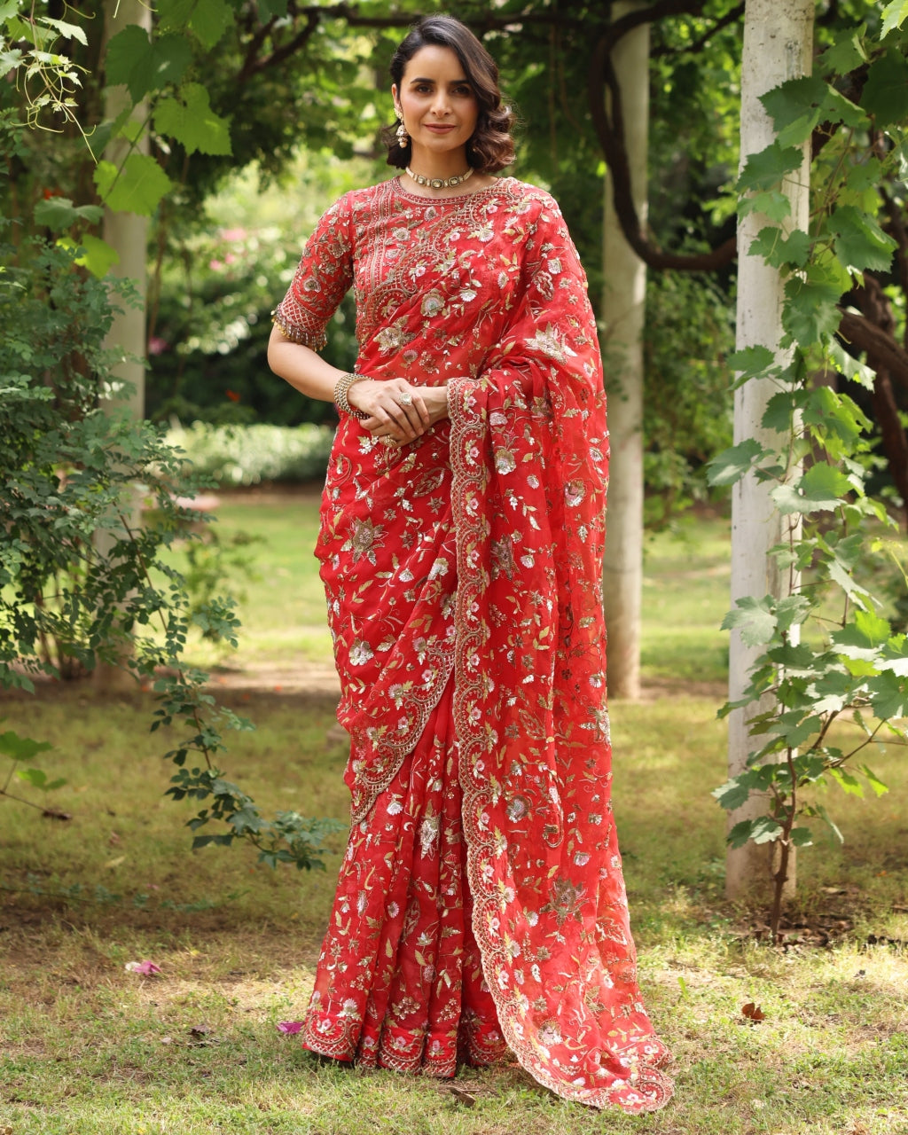 Red Wedding Bloom Sari