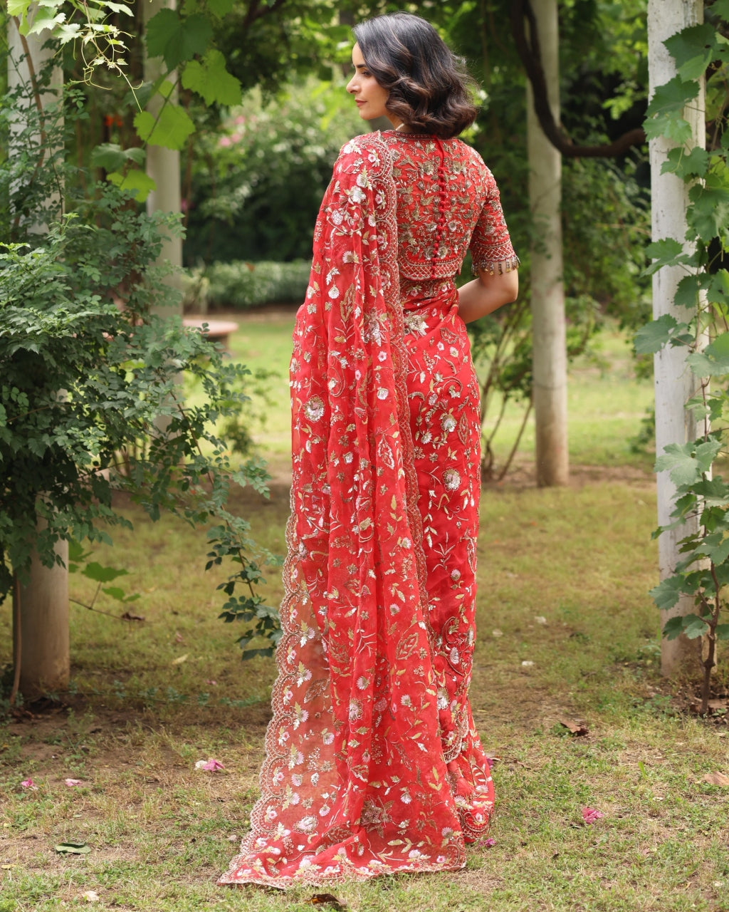 Red Wedding Bloom Sari