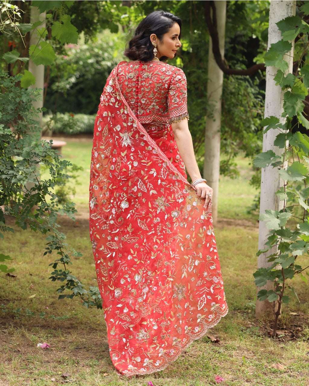 Red Wedding Bloom Sari
