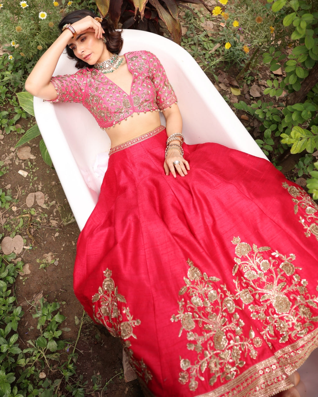 Red Zareen Lehenga