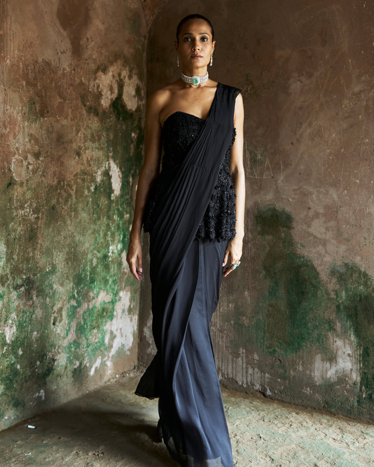 Black Orchid Sari Set