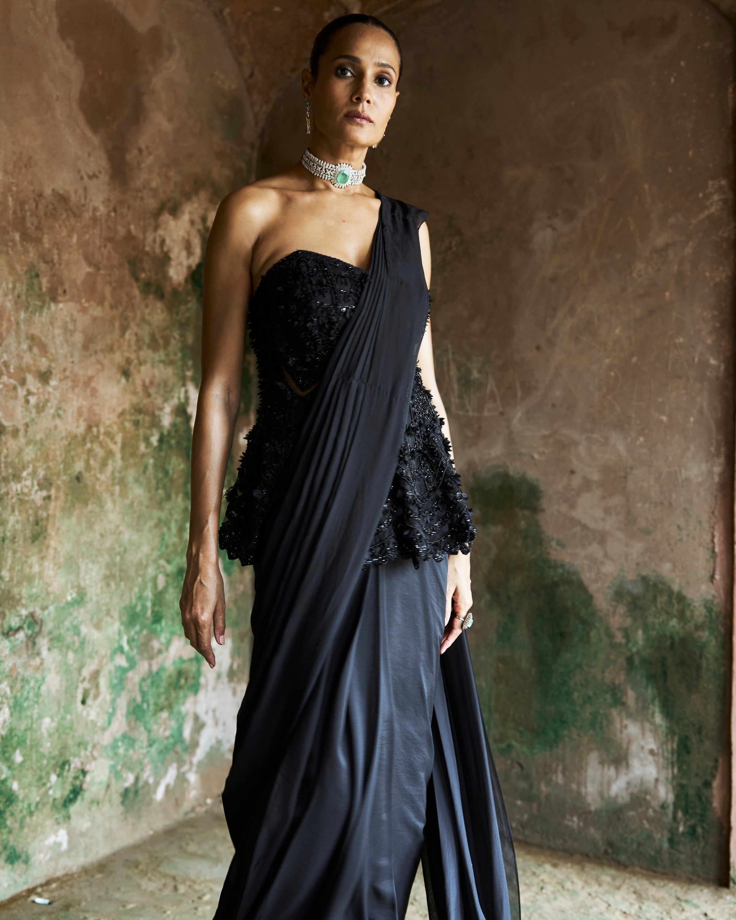 Black Orchid Sari Set