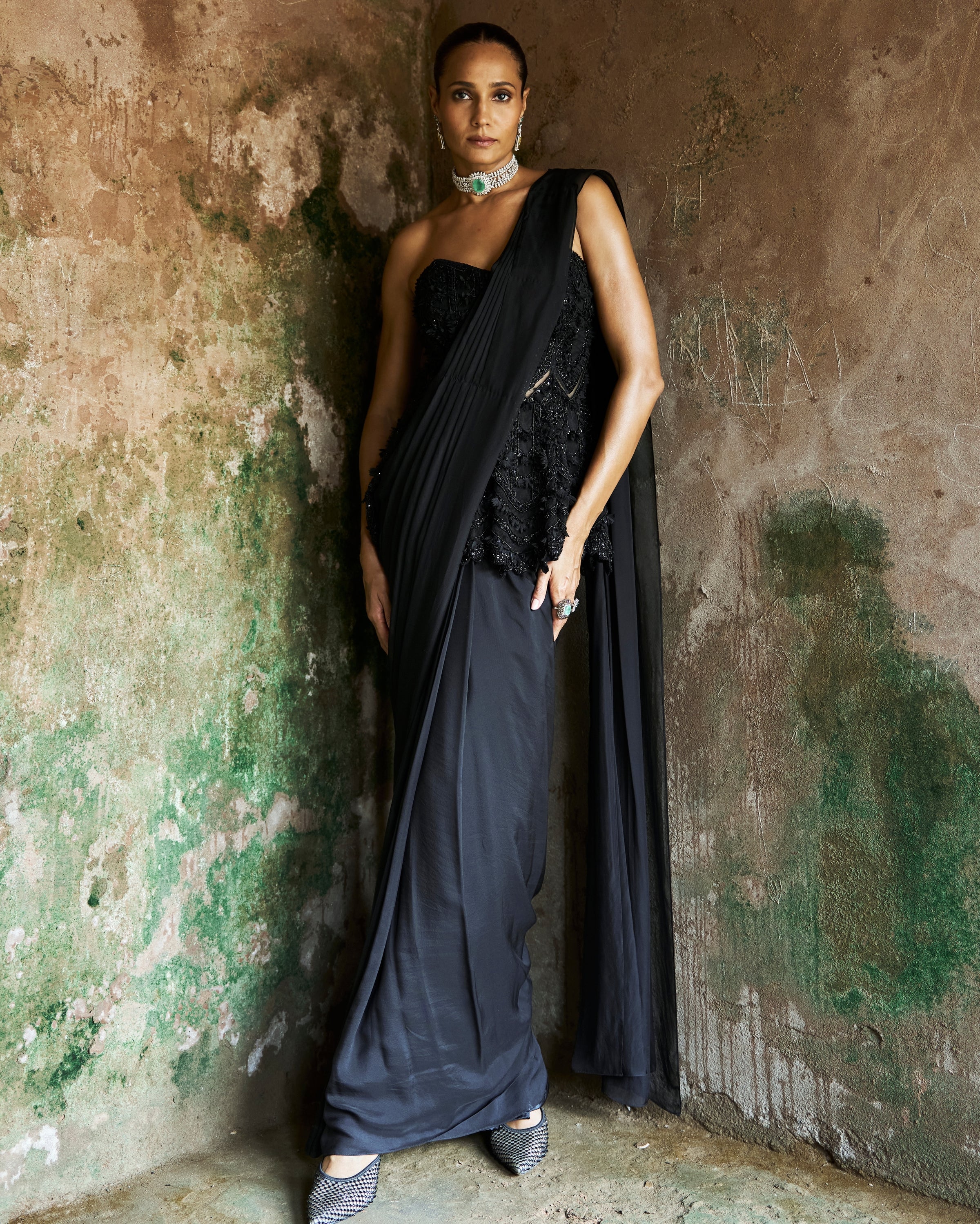 Black Orchid Sari Set