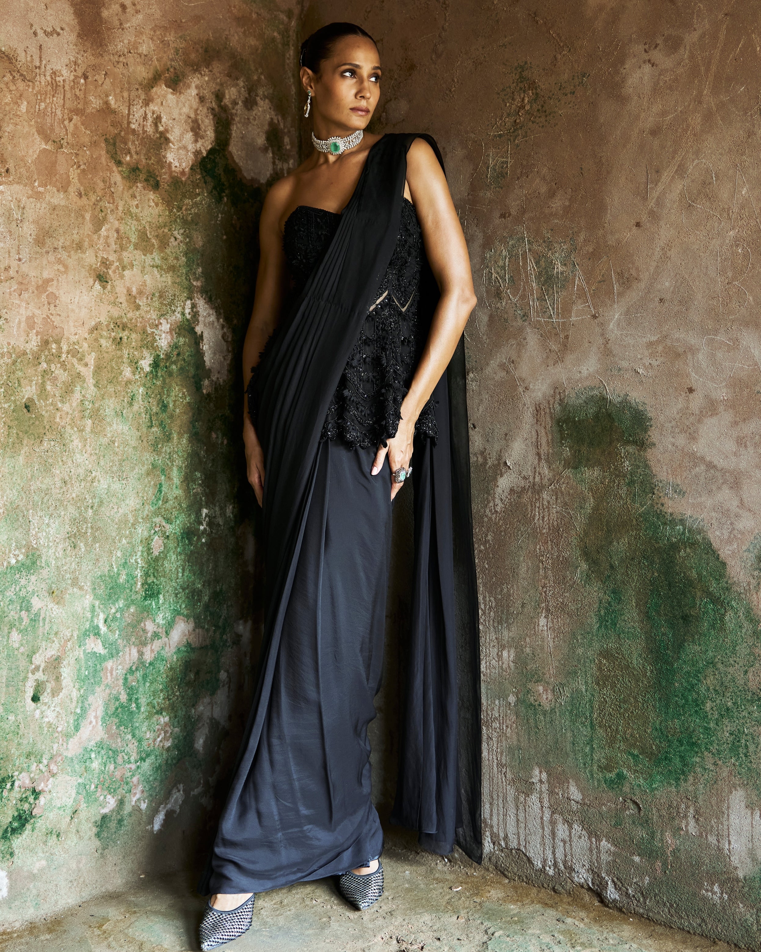 Black Orchid Sari Set