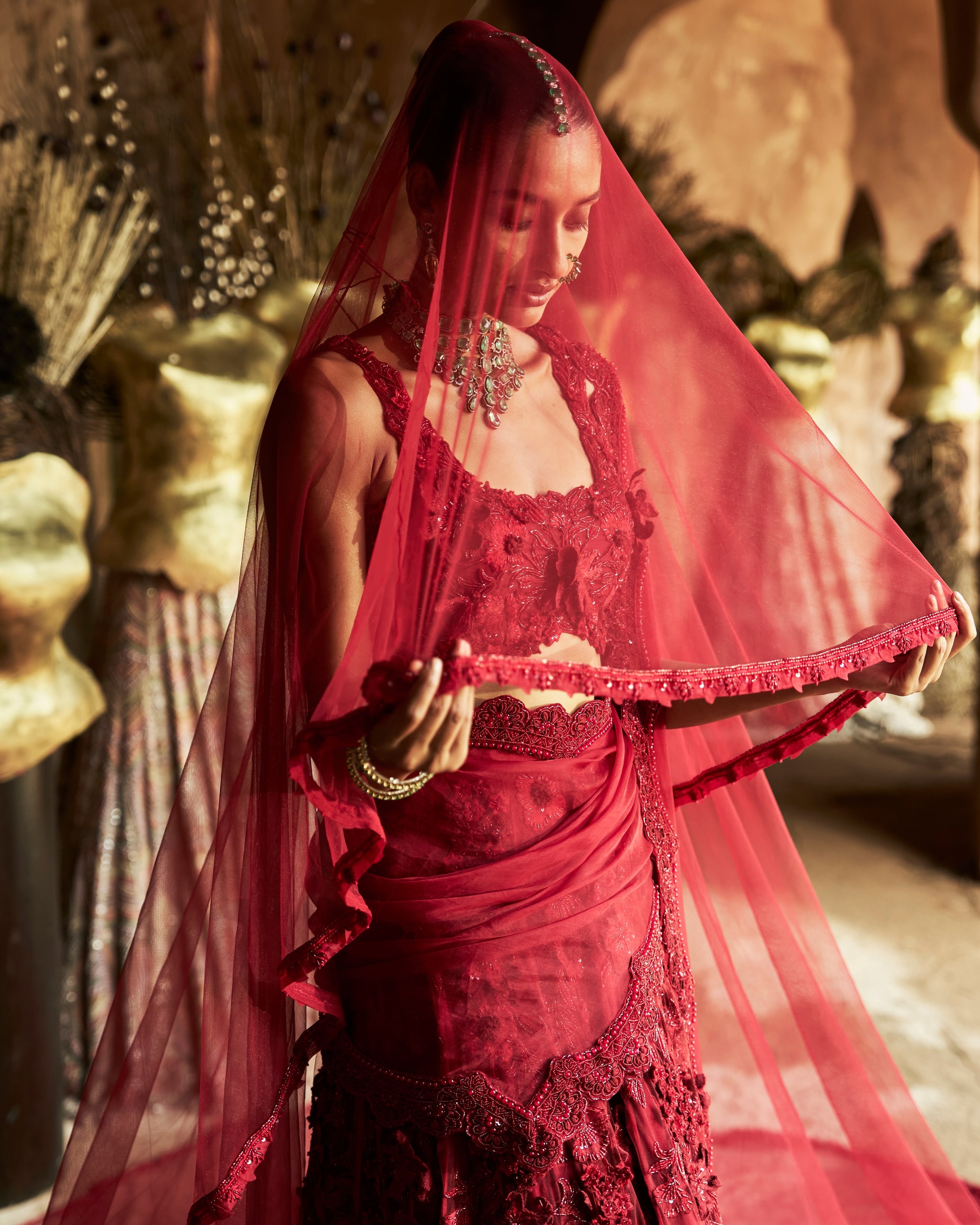 Crimson Rose Lehenga Set