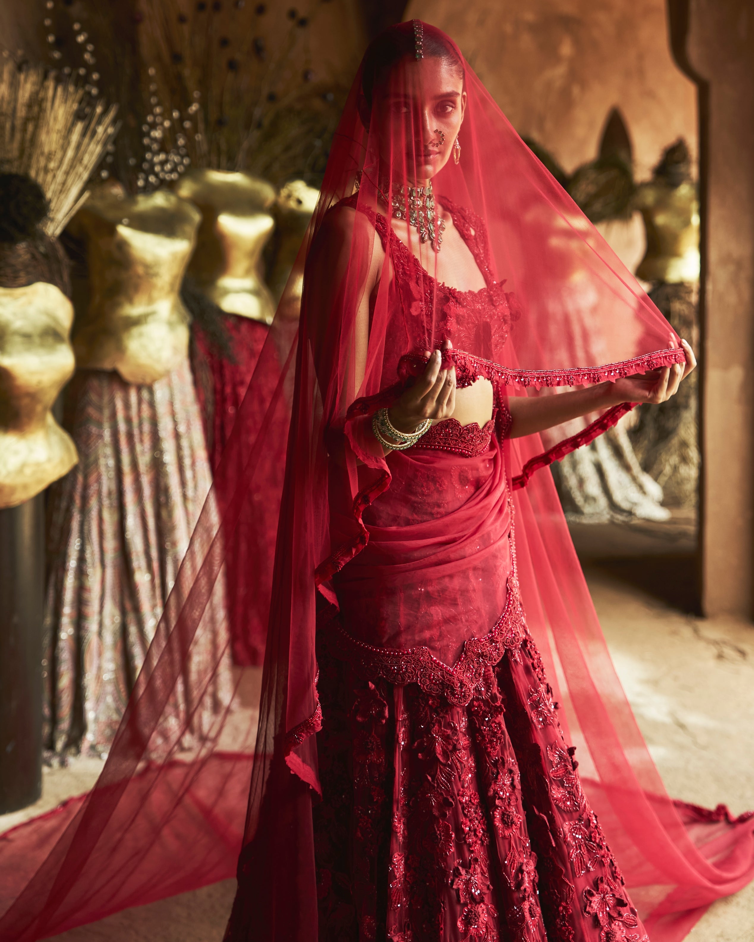 Crimson Rose Lehenga Set