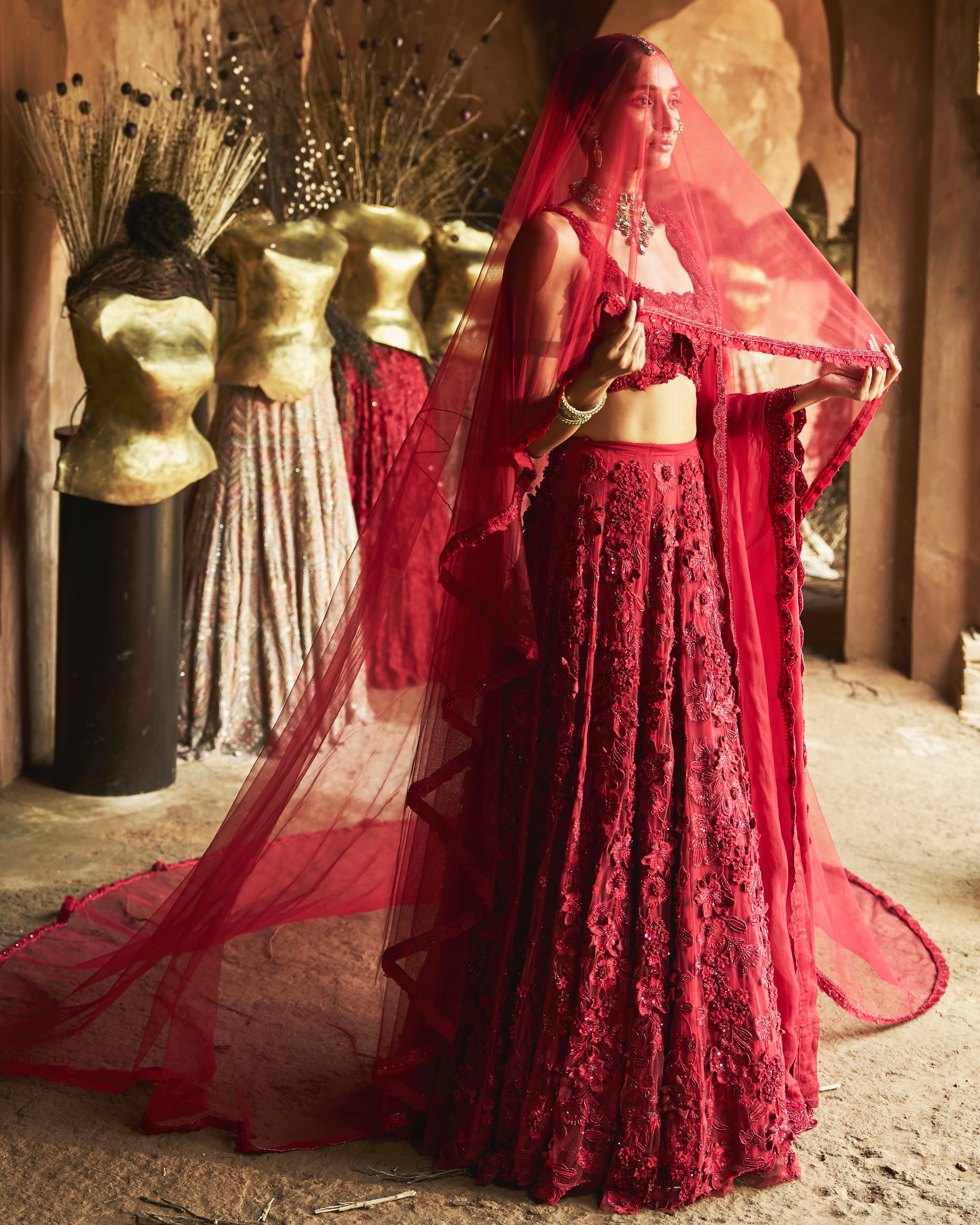 Crimson Rose Lehenga Set