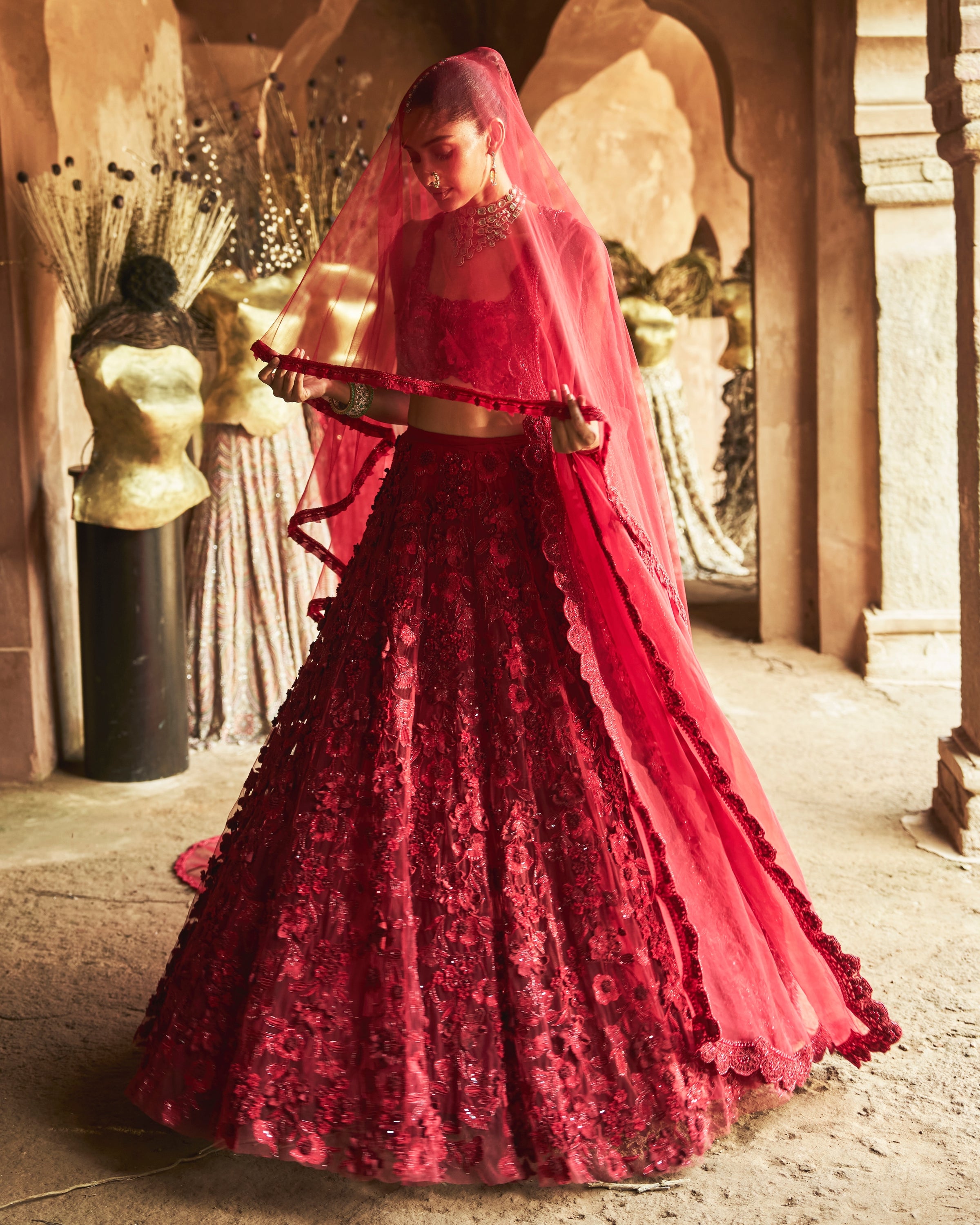 Crimson Rose Lehenga Set