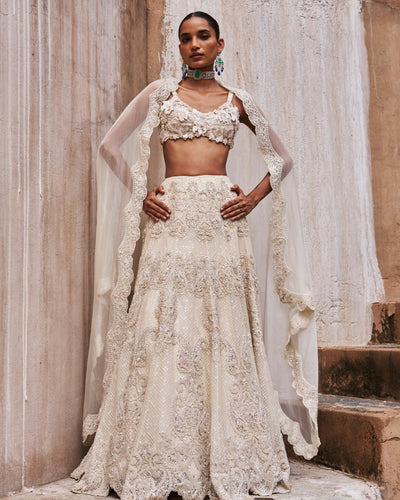 Ivory Bloom Lehenga Set