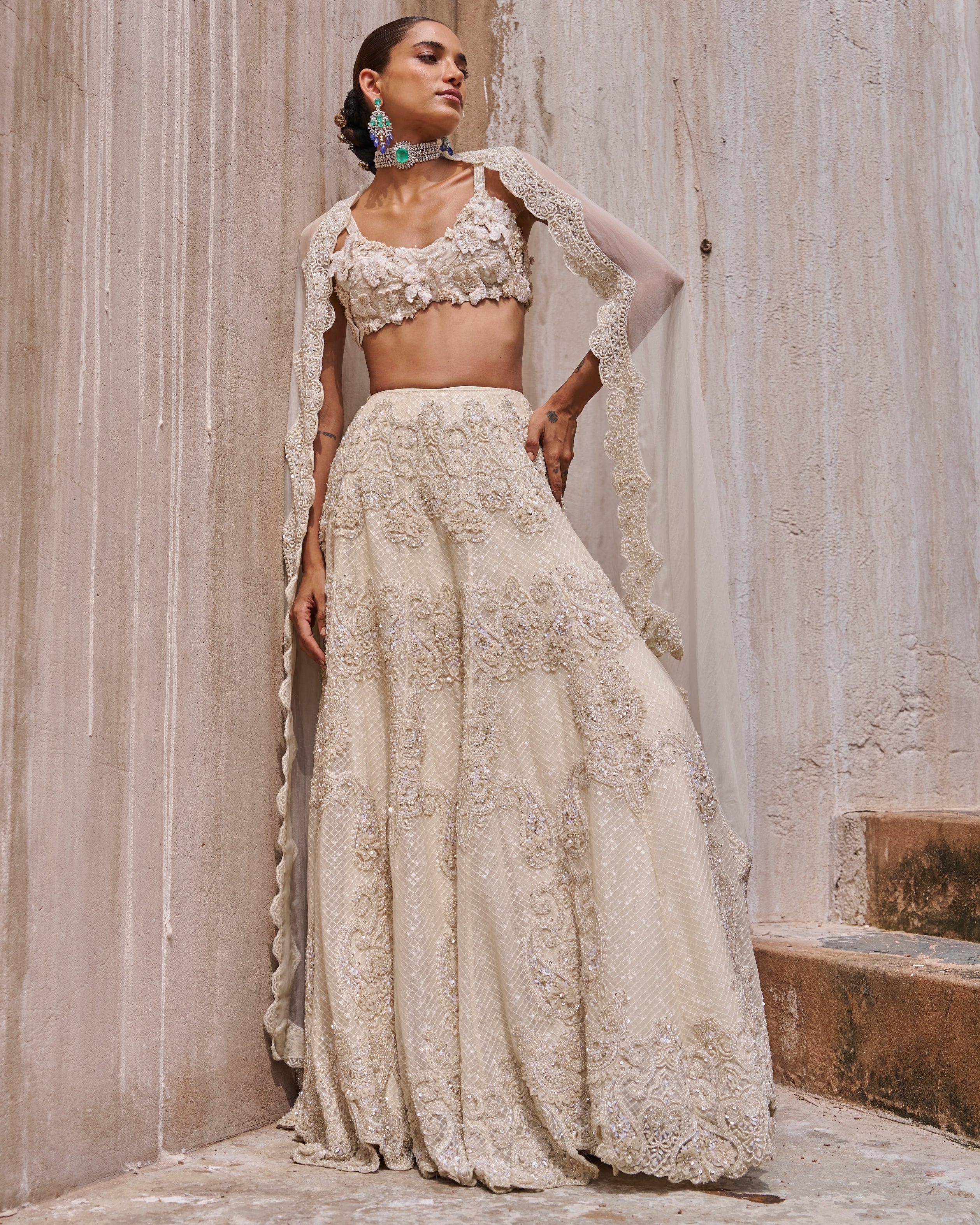 Ivory Bloom Lehenga Set