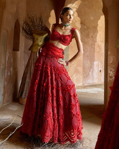 Crimson Aura Lehenga Set