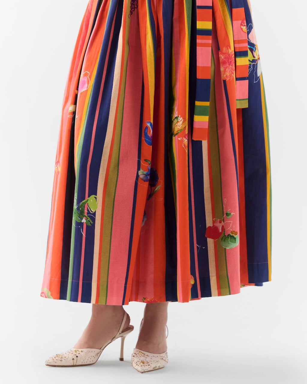 Pink Barcode Off Shoulder Top & Skirt