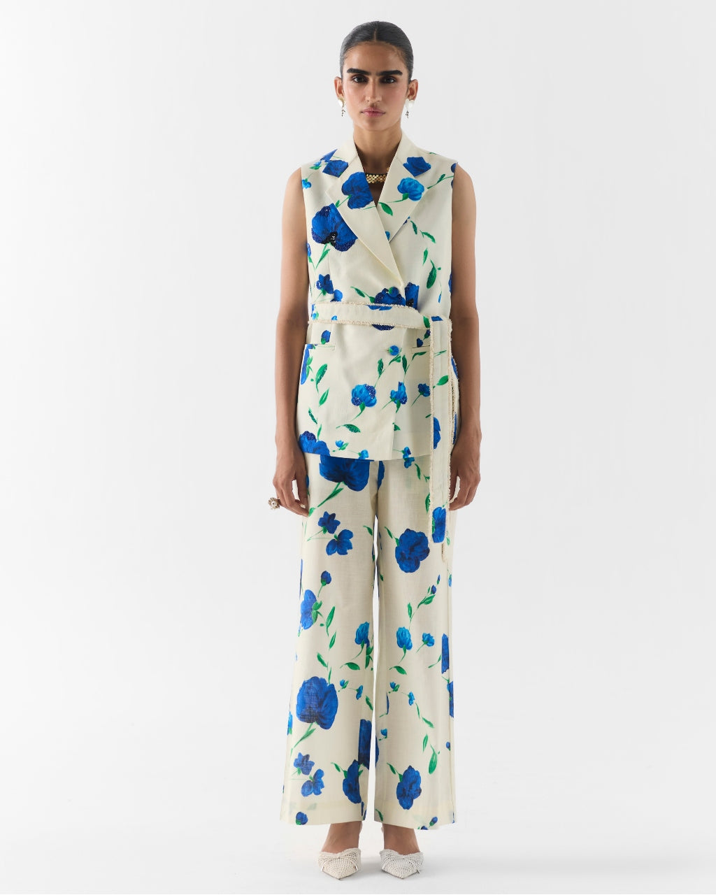 Moss Rose Sleeveless Blazer & Pants