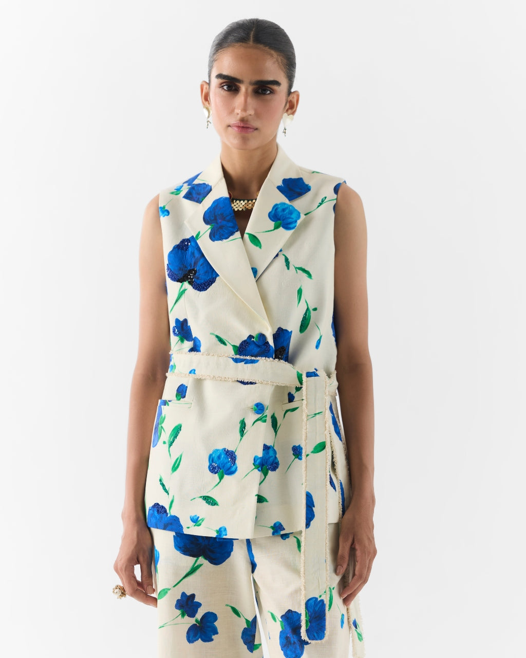 Moss Rose Sleeveless Blazer & Pants